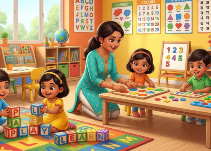 Kindergarten learning concepts at KidZee CRPatna preschool in Channarayapatna